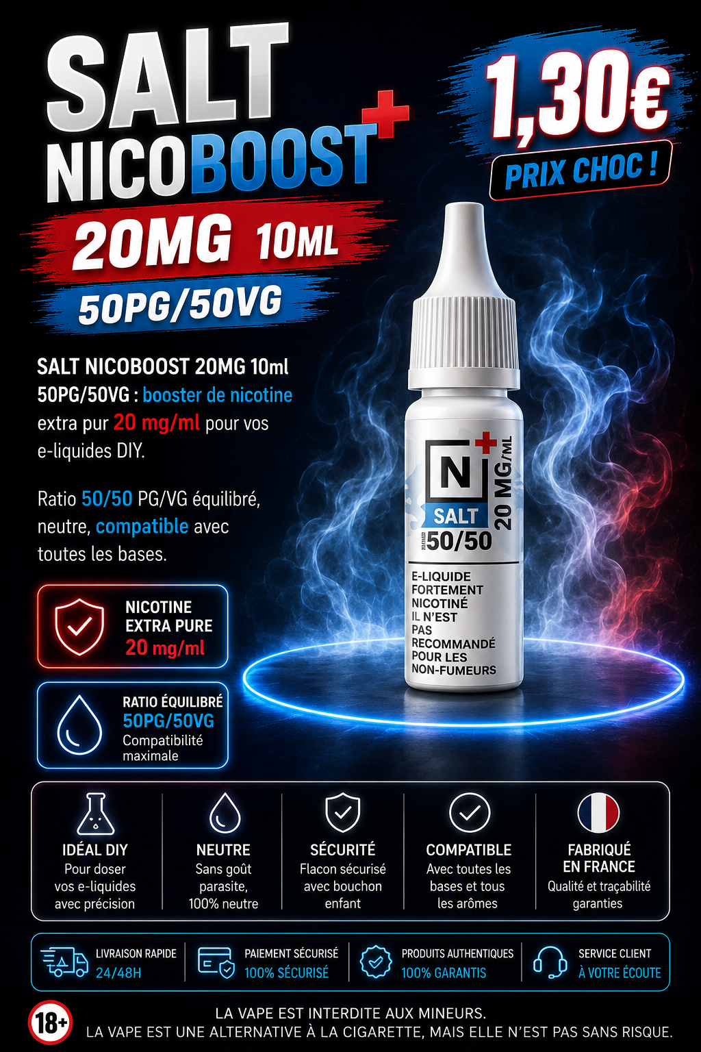 salt nicoboost 20mg 10ml 50pg 50vg