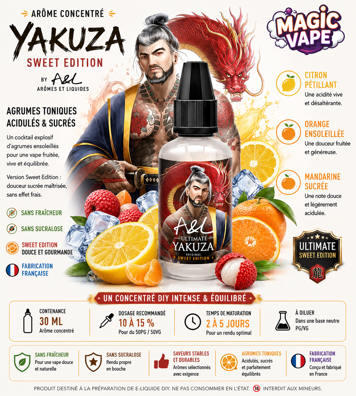 Yakuza Sweet Edition 30ml Arômes et Liquides concentré DIY agrumes