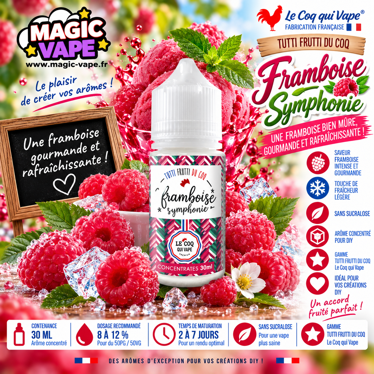 Arome Framboise Symphonie 30ml Tutti Frutti Le Coq Qui Vape