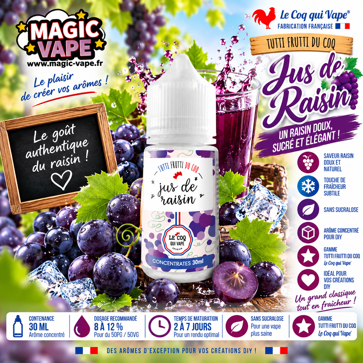 Jus de Raisin Le Coq Qui Vape 30ml concentré DIY
