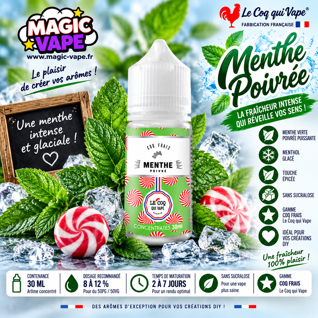 Menthe Poivrée 30ml Le Coq Qui Vape concentré DIY mentholé