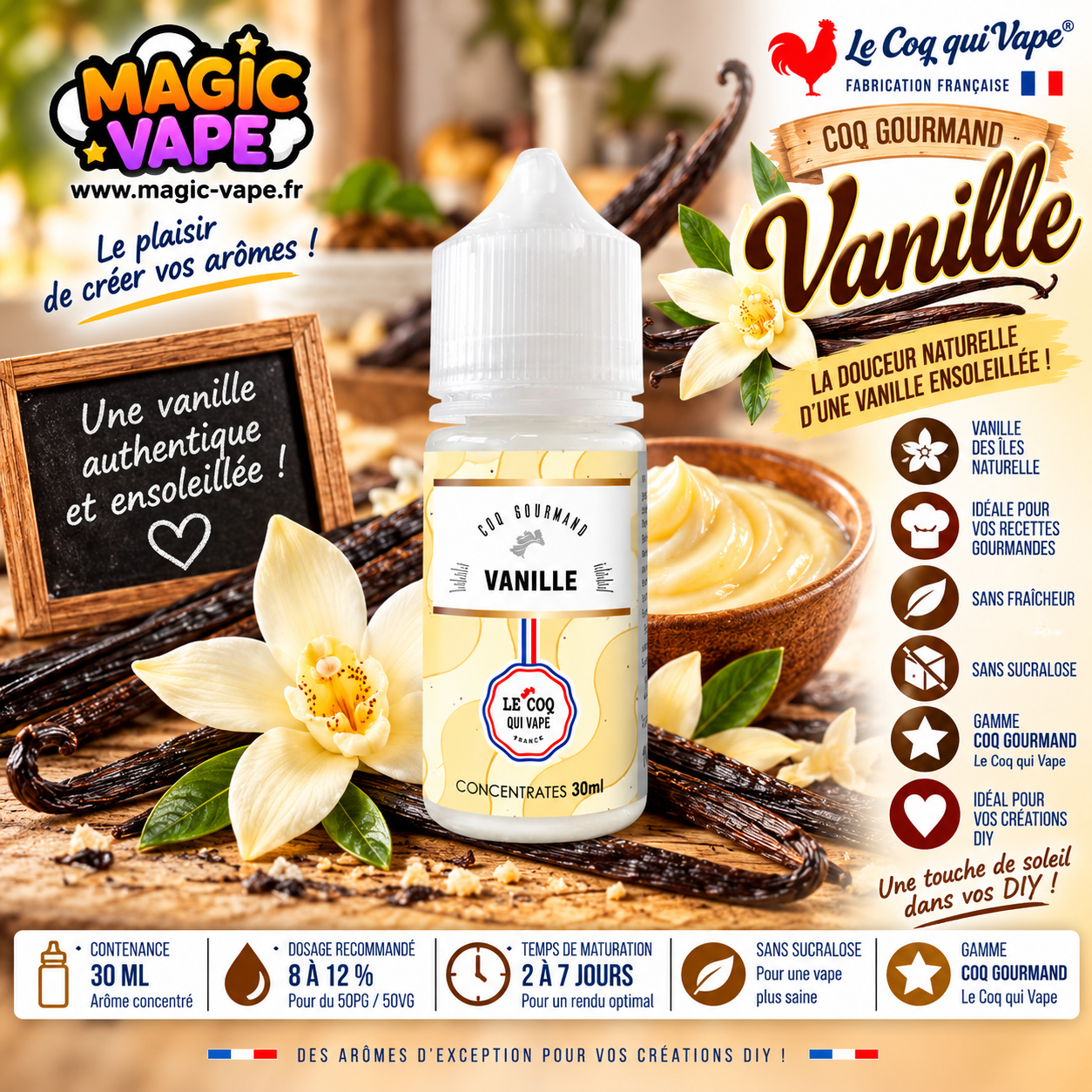 Vanille 30ml Le Coq Qui Vape concentré DIY gourmand