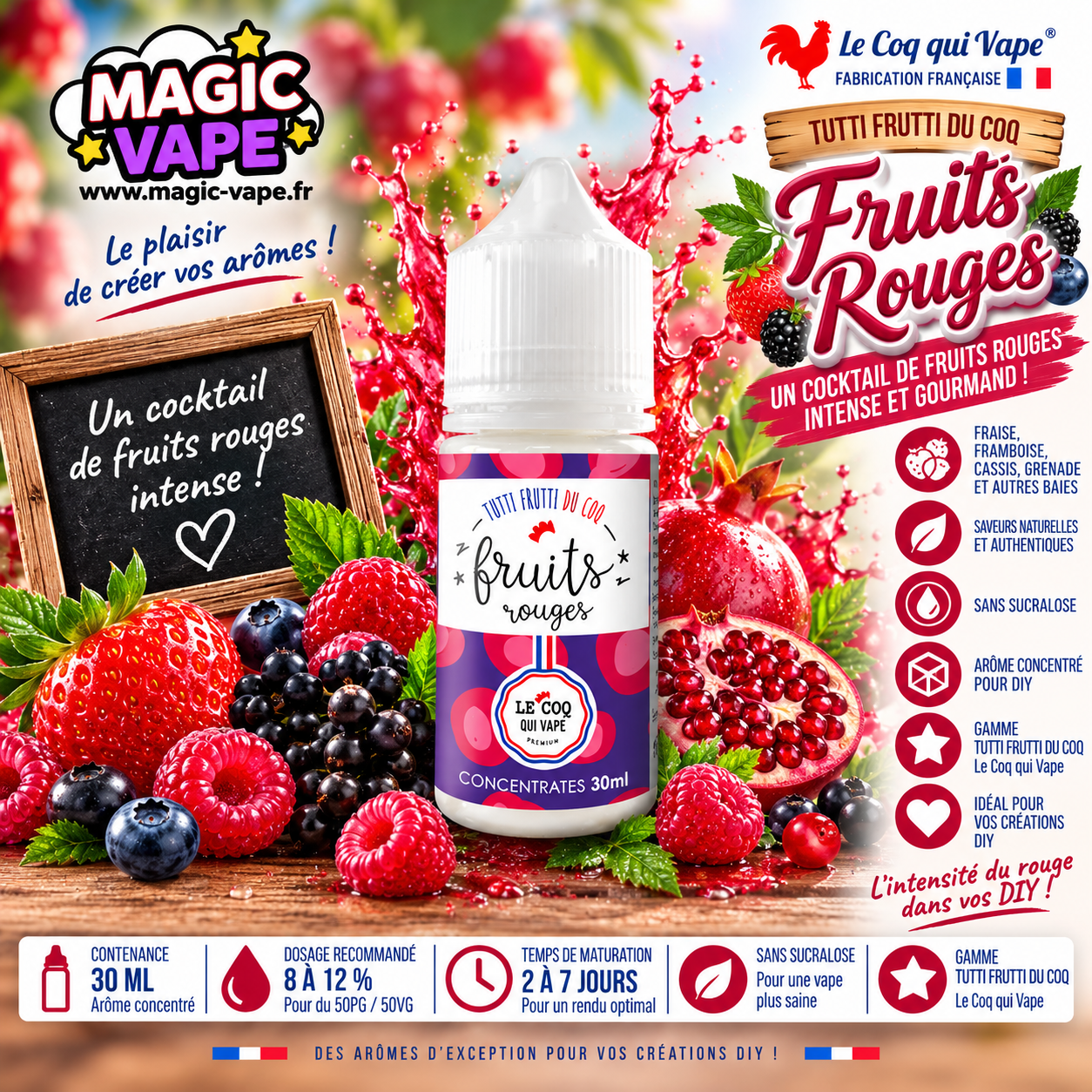 Arome Fruits Rouges 30ml Tutti Frutti Le Coq Qui Vape