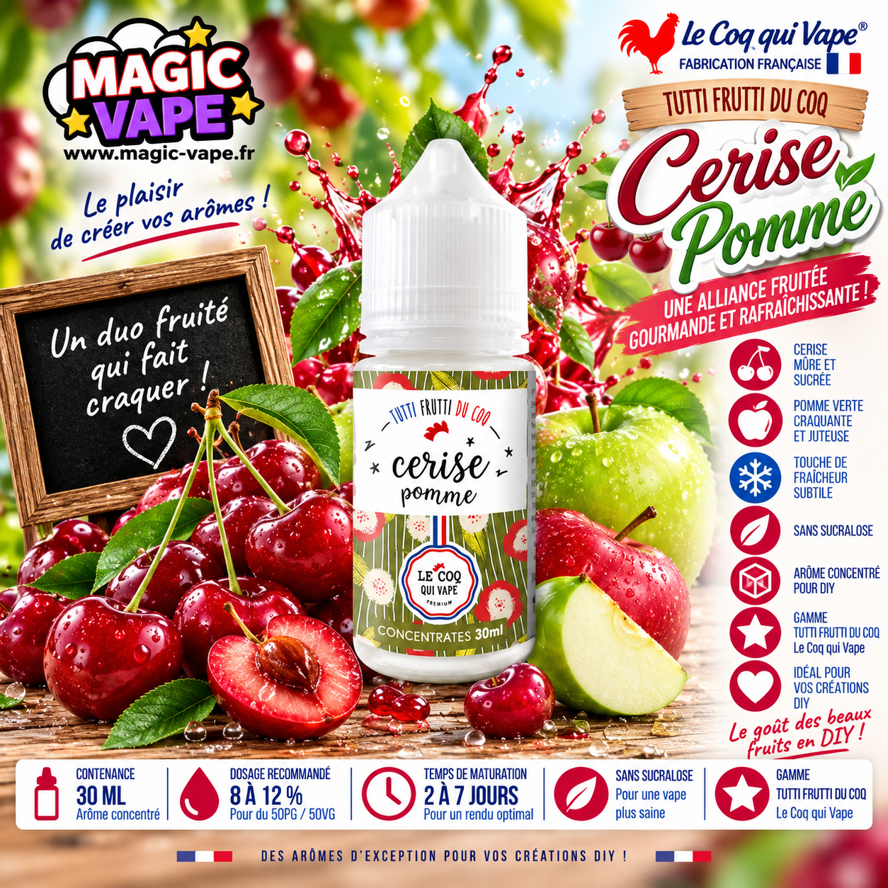 Arome Cerise Pomme 30ml Tutti Frutti Le Coq Qui Vape