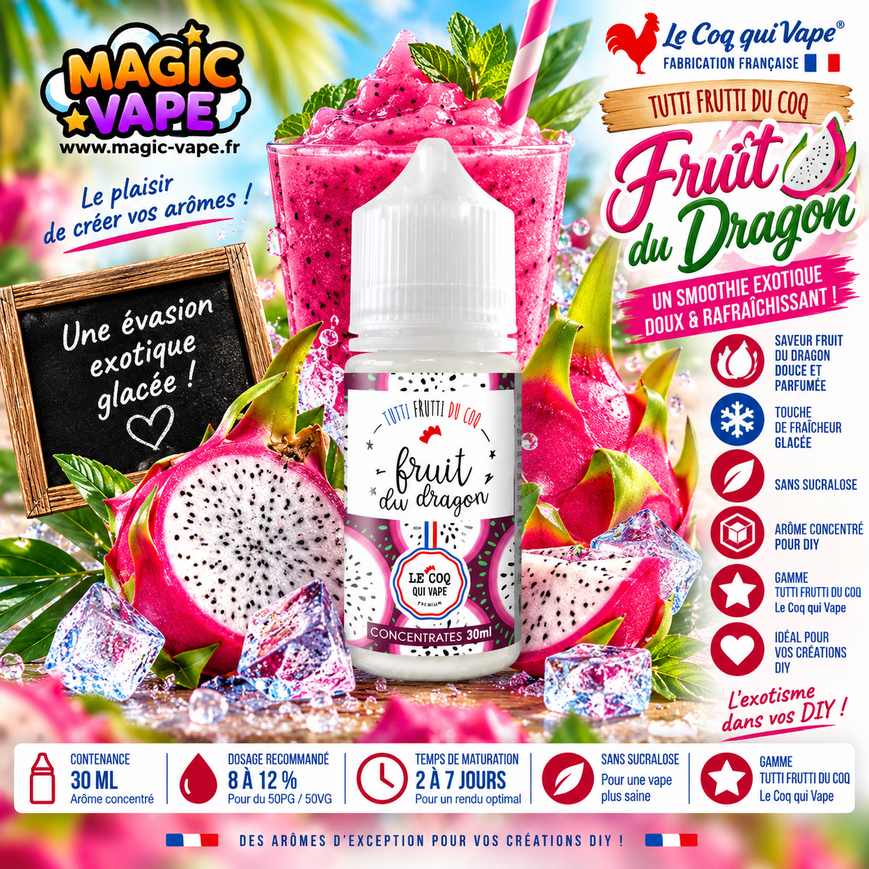 Arome Fruit du Dragon 30ml Tutti Frutti Le Coq Qui Vape