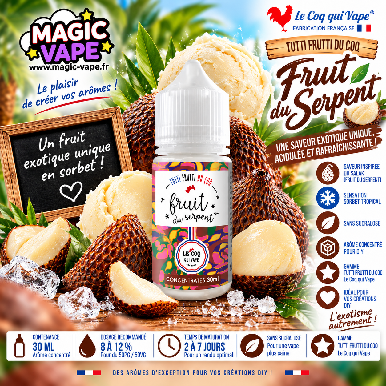 Arome Fruit du Serpent 30ml Tutti Frutti Le Coq Qui Vape