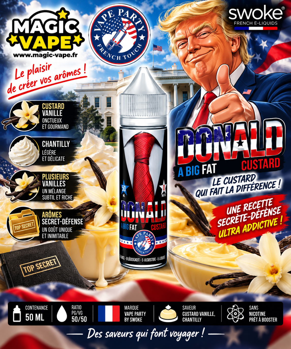 Donald Vape Party 50ml custard vanille chantilly Swoke