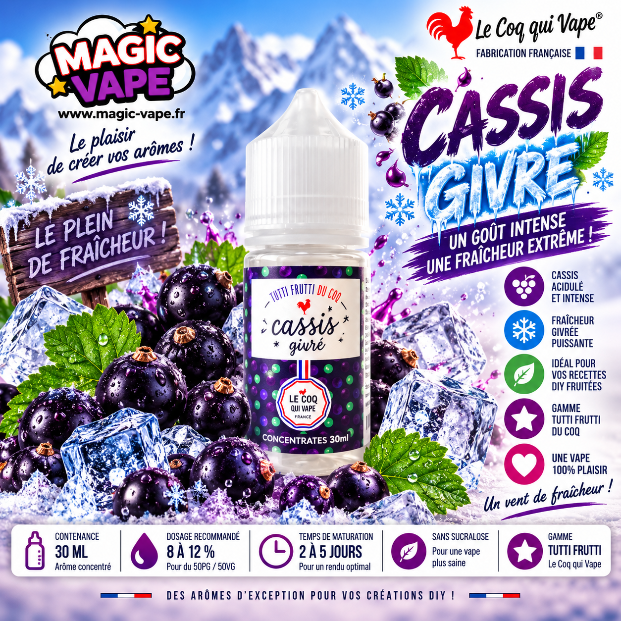 Cassis Givré 30ml Le Coq Qui Vape concentré DIY