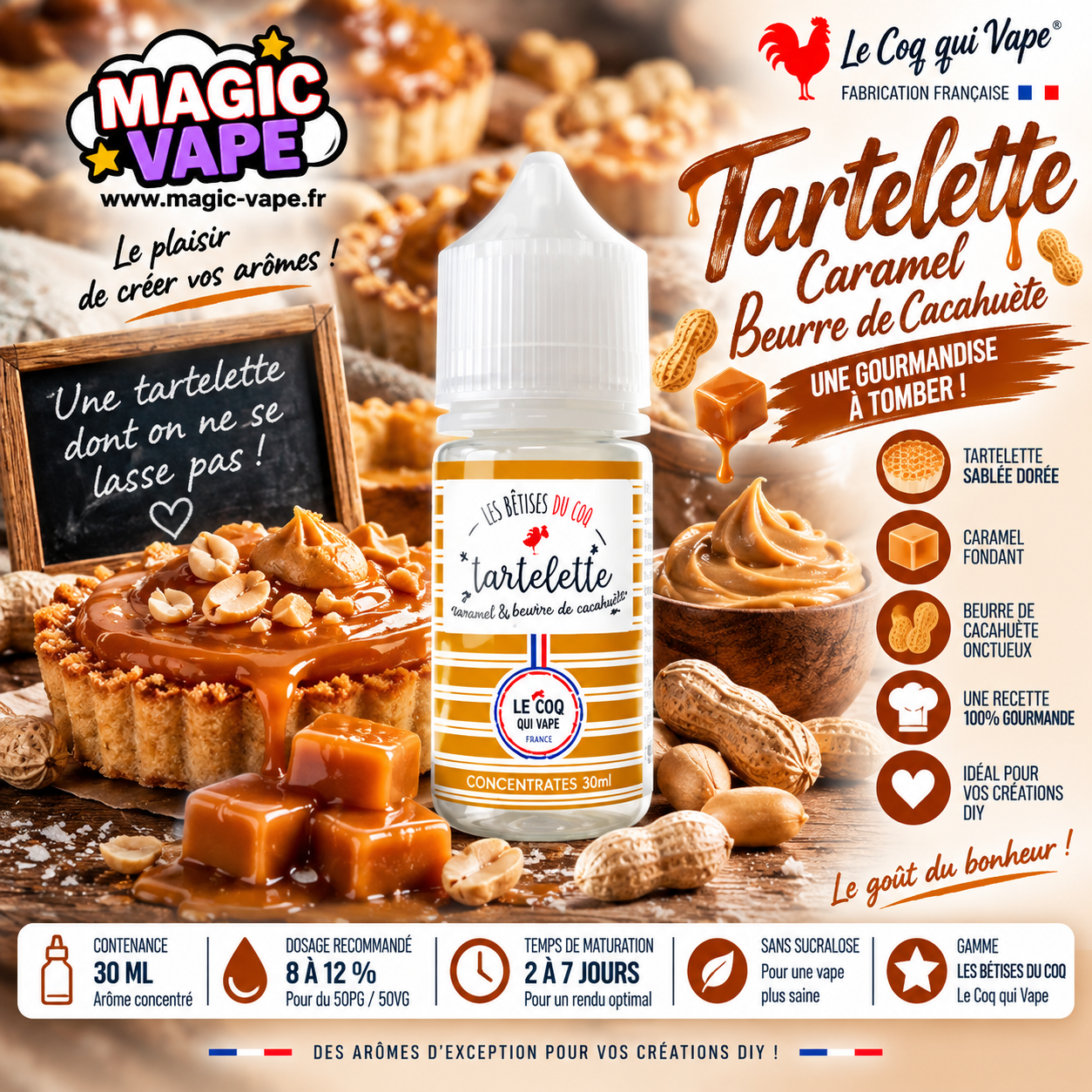 Concentre Tartelette Caramel Cacahuete 30ml Le Coq Qui Vape