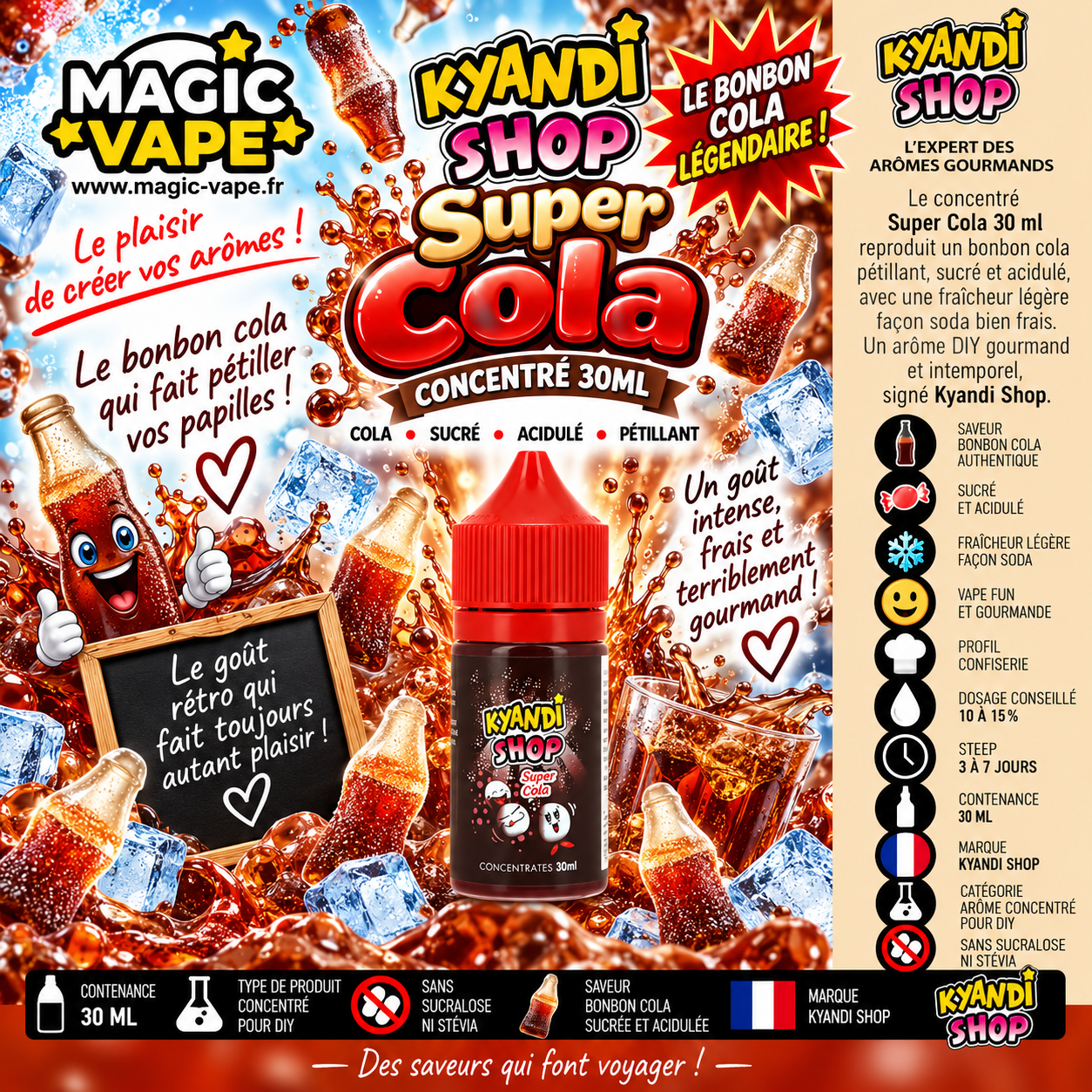 oncentré super cola 30 ml kyandi shop bonbon cola pétillant sucré et acidulé