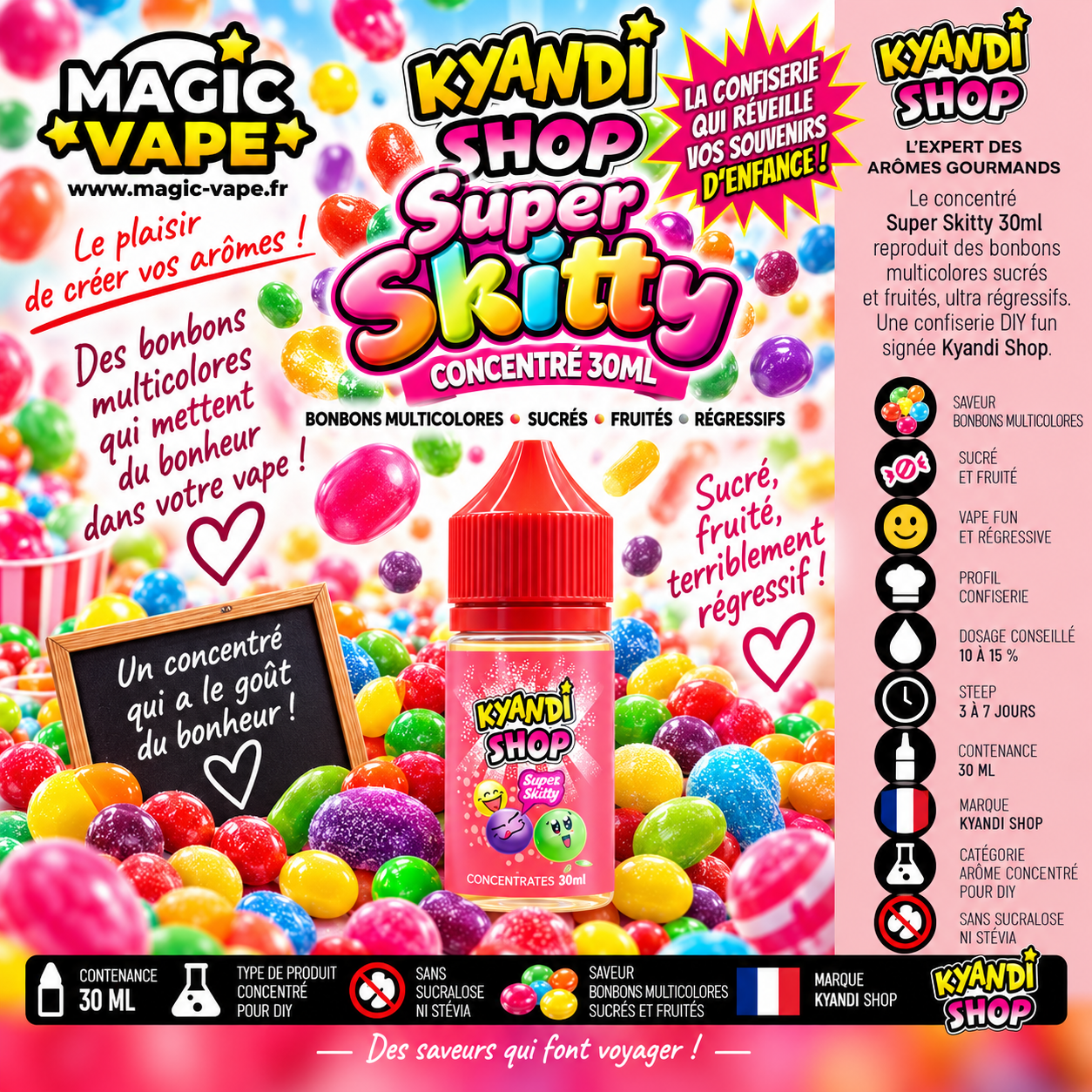 super skitty concentré 30ml bonbons multicolores confiserie