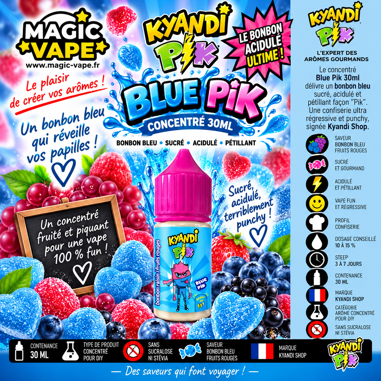 Blue Pik 30ml, Blue Pik Kyandi Pik, Blue Pik Kyandi Pik 30ml, Concentré Blue Pik 30ml, Concentré Blue Pik Kyandi Pik, Kyandi Pik, Kyandi Shop, Concentré Kyandi Pik, Concentré Kyandi Shop, Arôme DIY, Bonbon bleu, Bonbon Pik, Bonbon acidulé, Bonbon pétillant, Bonbon sucré, Confiserie bleue, Confiserie acidulée, Arôme bonbon bleu, Arôme bonbon, Arôme acidulé, Arôme pétillant, Concentré bonbon bleu, Concentré bonbon, Concentré acidulé, Concentré pétillant, Saveur bonbon bleu, Saveur Pik, Bonbon régressif, Confiserie rétro, DIY bonbon, Vape bonbon, Vape acidulée, Vape pétillante, Vape sucrée, Concentré 30ml, DIY cigarette électronique, E-liquide DIY, Concentré vape, Magic Vape