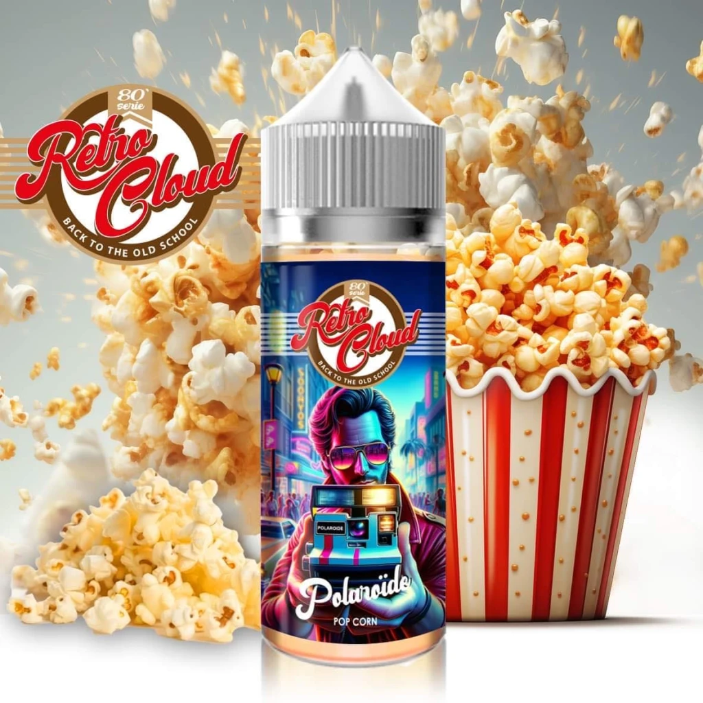 E-liquide Polaroïde 100 ml Retro Cloud, pop-corn et beurre de cacahuètes