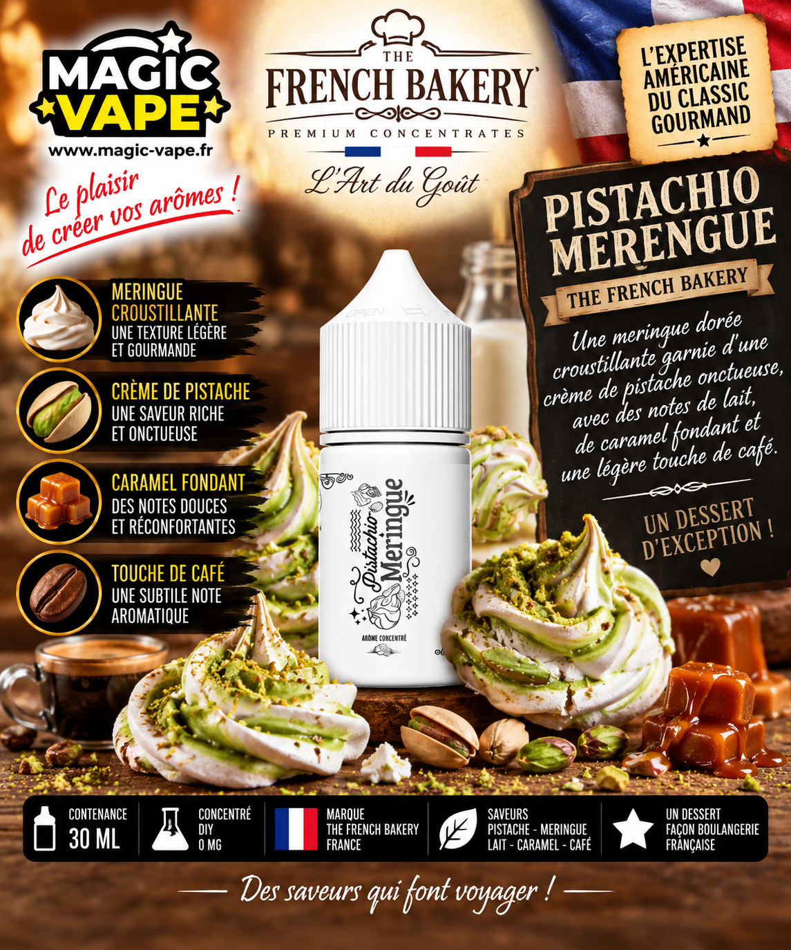 pistachio merengue 30ml The French Bakery concentré pistache meringue