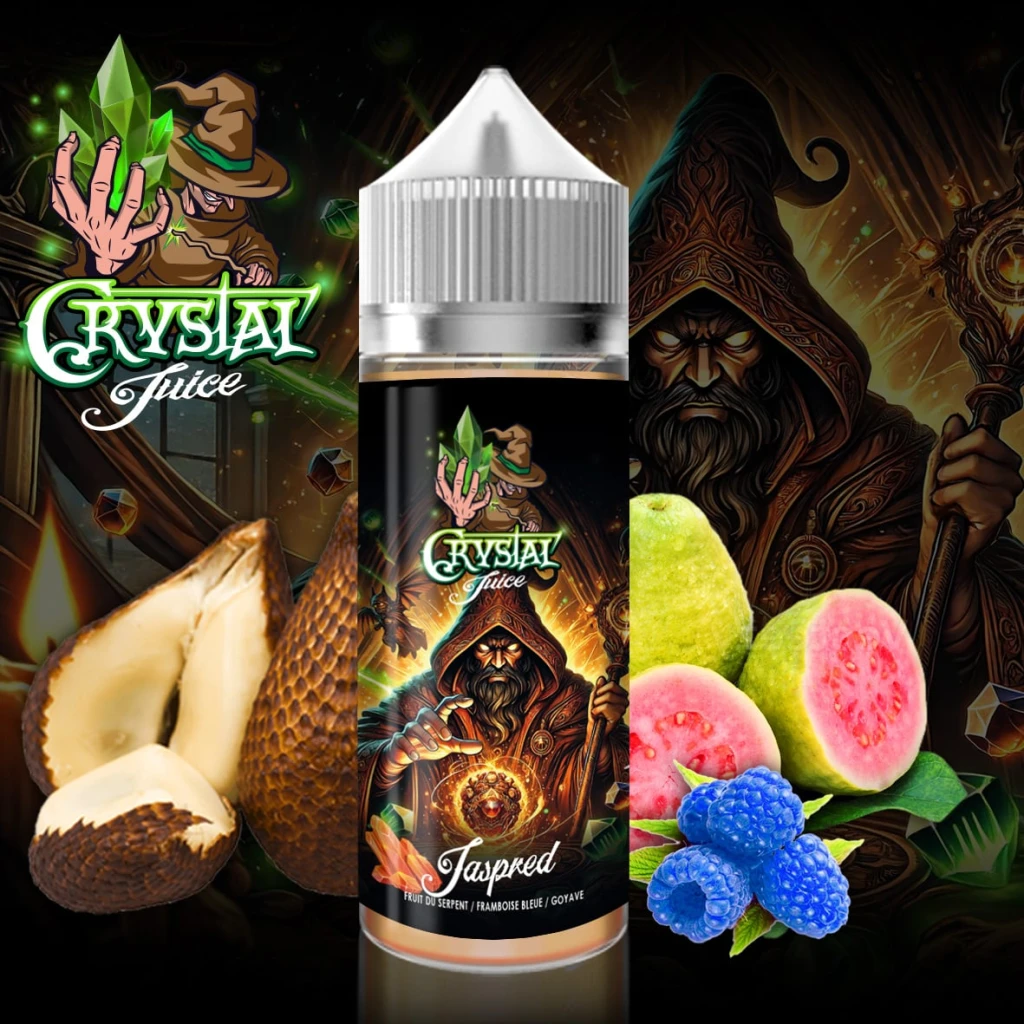 E-liquide Jaspred 100 ml Crystal Juice, fruit du serpent, framboise bleue et goyave