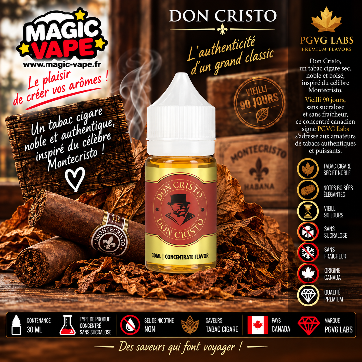 Concentré Don Cristo, Don Cristo 30ml, Concentré Don Cristo 30ml, Don Cristo Original, PGVG Labs, Concentré PGVG Labs, Arôme DIY, Tabac cigare, Cigare cubain, Classic cigare, Classic sec, Classic boisé, Tabac boisé, Tabac authentique, Tabac puissant, Classic puissant, Concentré classic, Concentré tabac, Concentré cigare, Arôme cigare, Vieilli 90 jours, Sans sucralose, Sans fraîcheur, Concentré canadien, Concentré 30ml, DIY cigarette électronique, E-liquide DIY, Concentré vape, Vape classic, Vape cigare, Magic Vape
