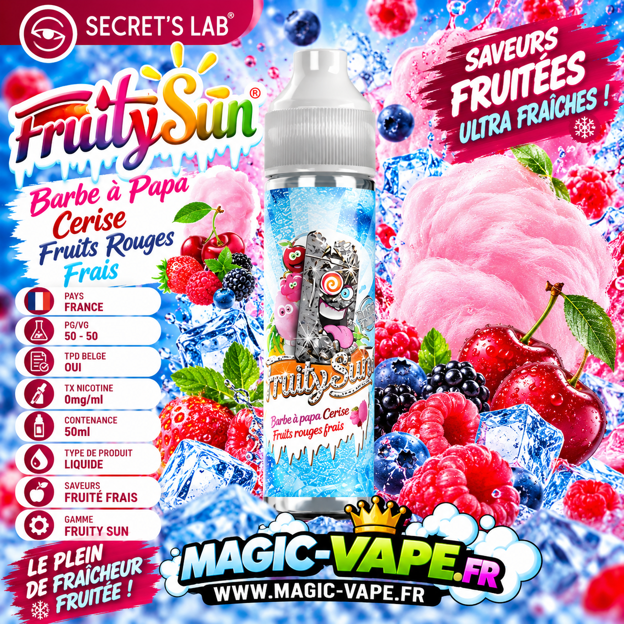 Barbe à Papa Cerise Fruits Rouges 50ml Secret’s Lab