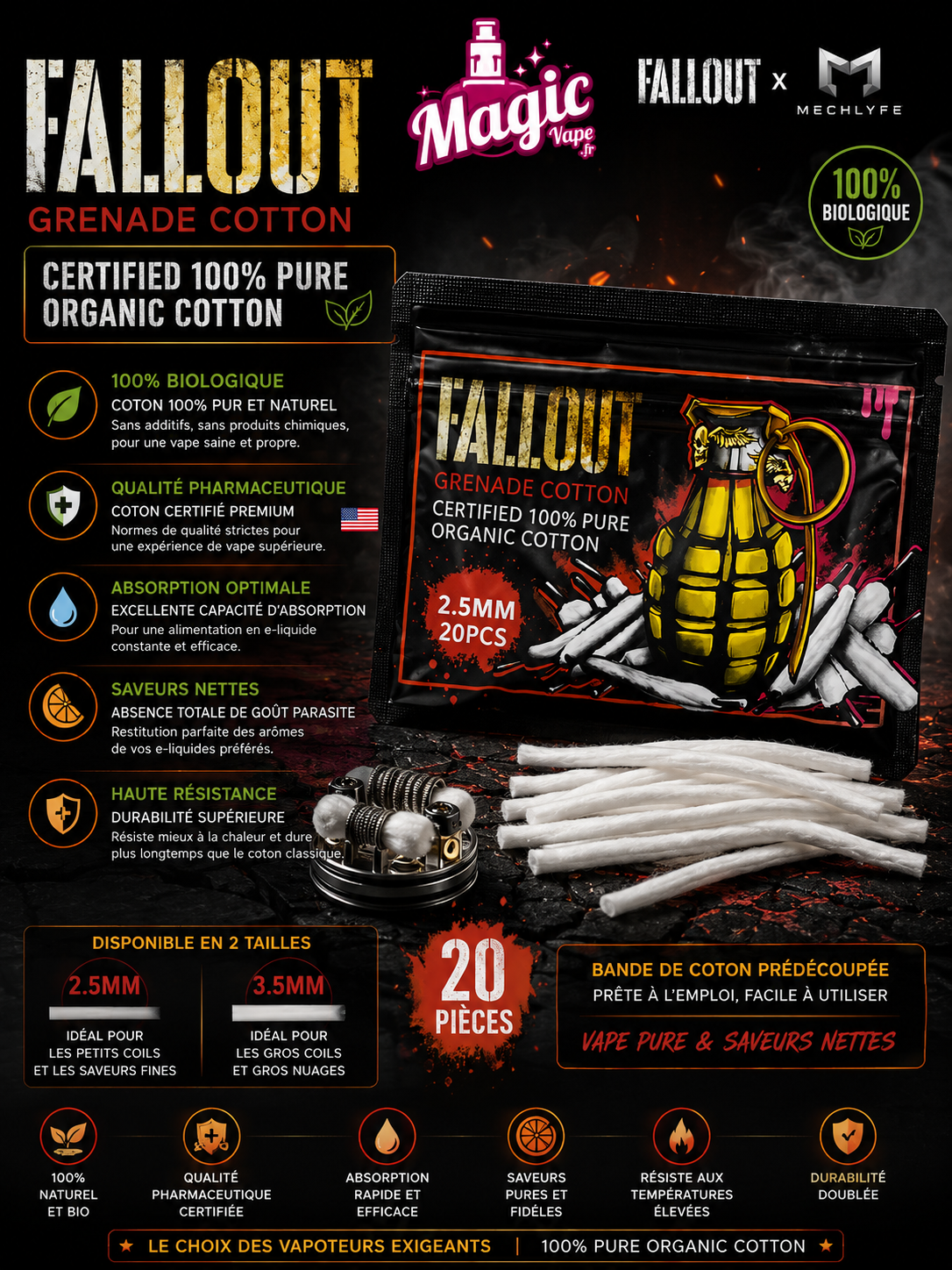 grenade coton bio 100% pure
