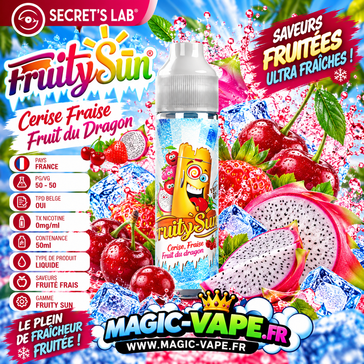 Cerise Fraise Fruit du Dragon 50ml Secret’s Lab