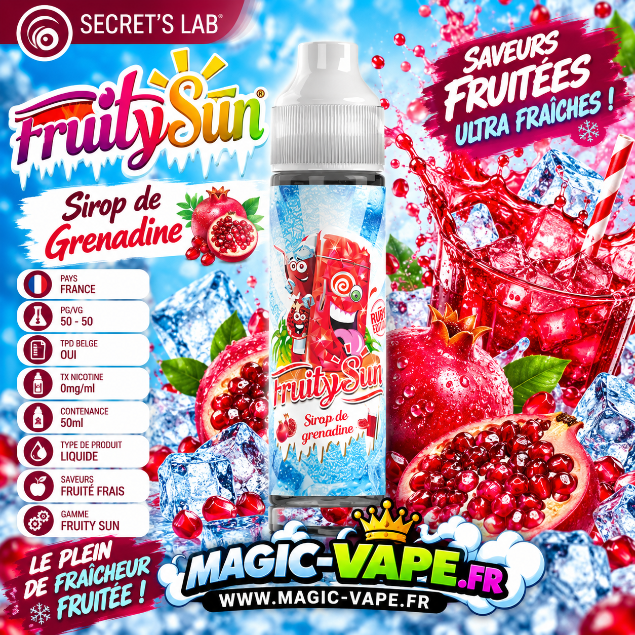 Grenadine 50 ml Secret's Lab Fruity Sun Edition Rubis