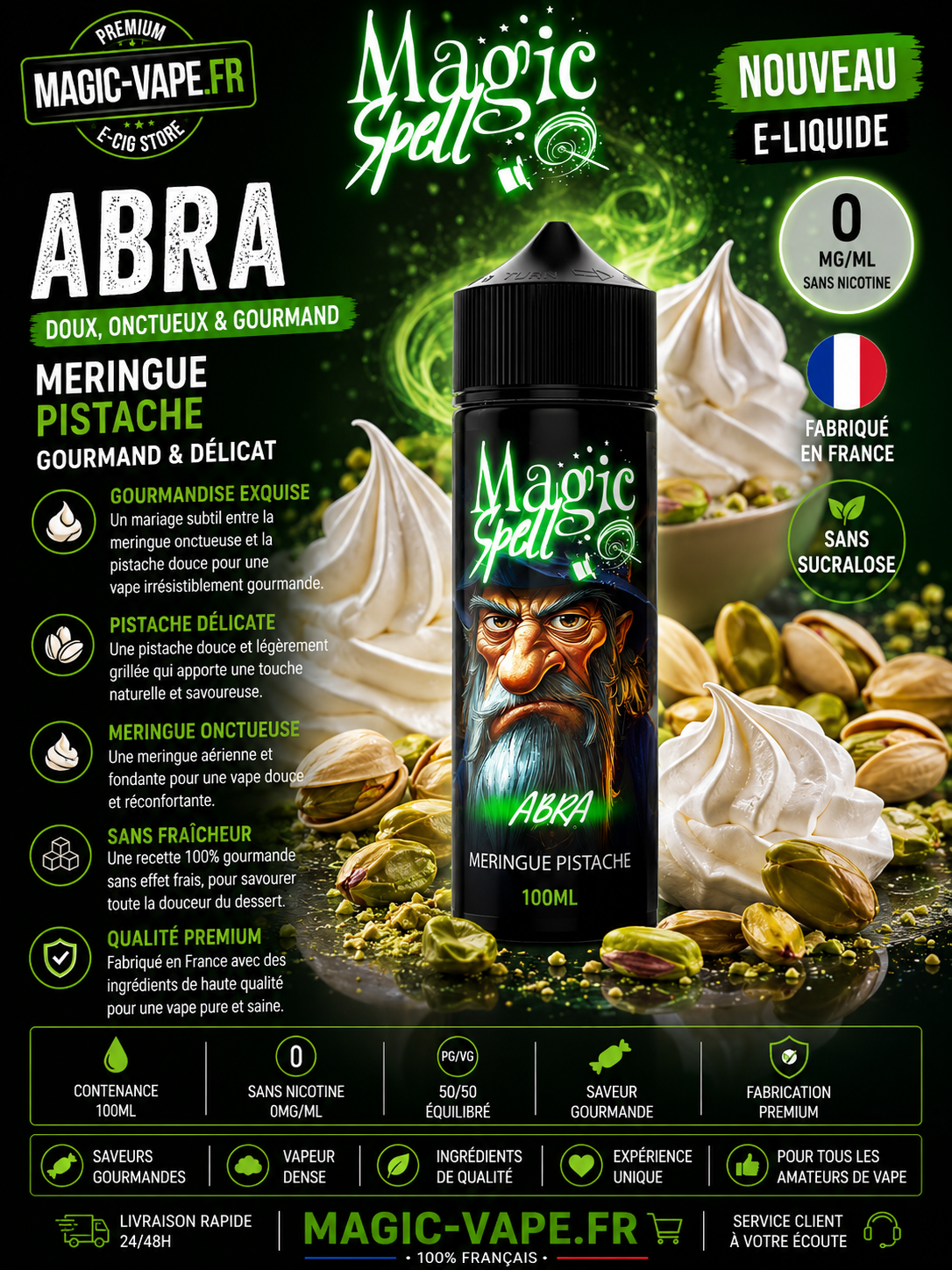 abra 100ml magic spell meringue onctueuse pistache douce sans fraicheur