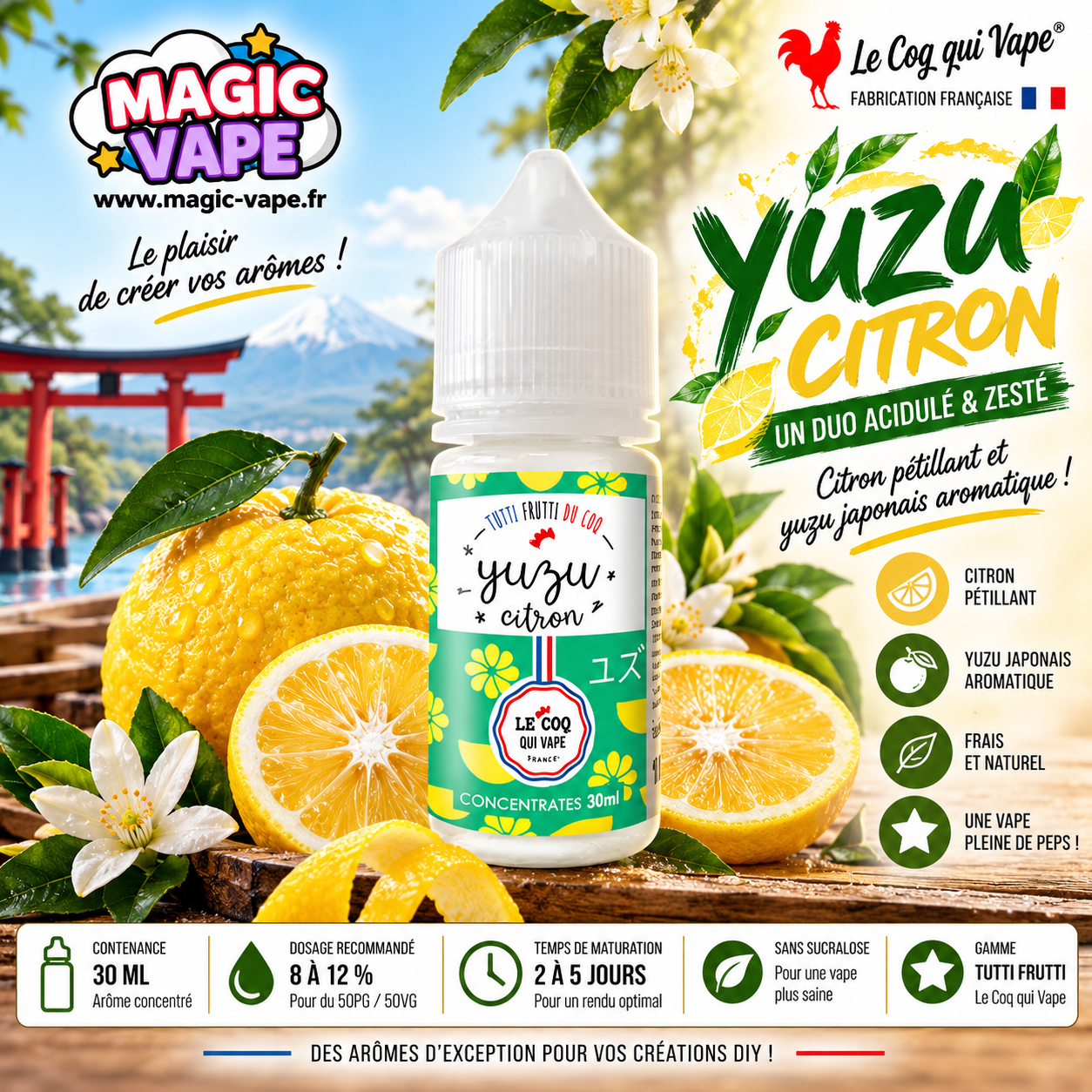 Yuzu Citron 30 ml Le Coq Qui Vape citron yuzu japonais