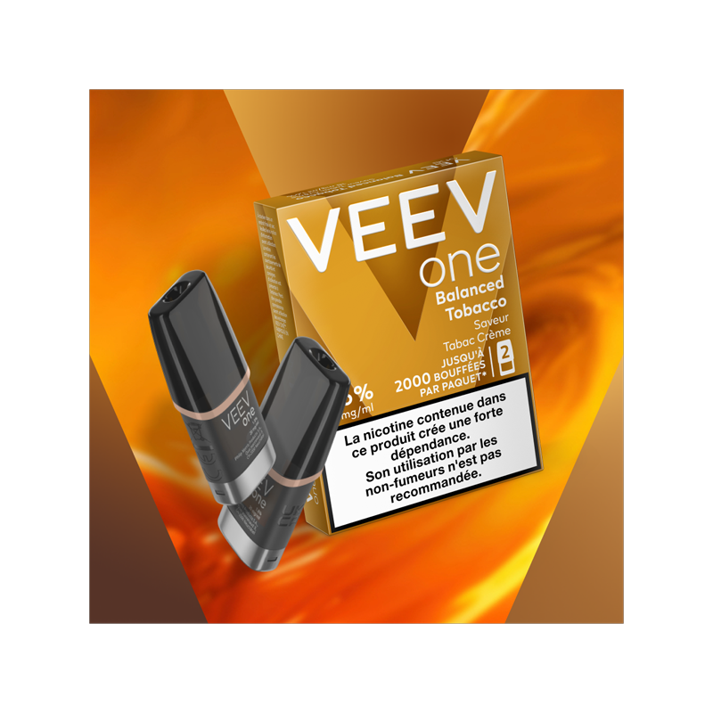 pods veev one balanced tobacco 1 pods veev one balanced tobacco pack de 2 classic crème 2ml 20mg