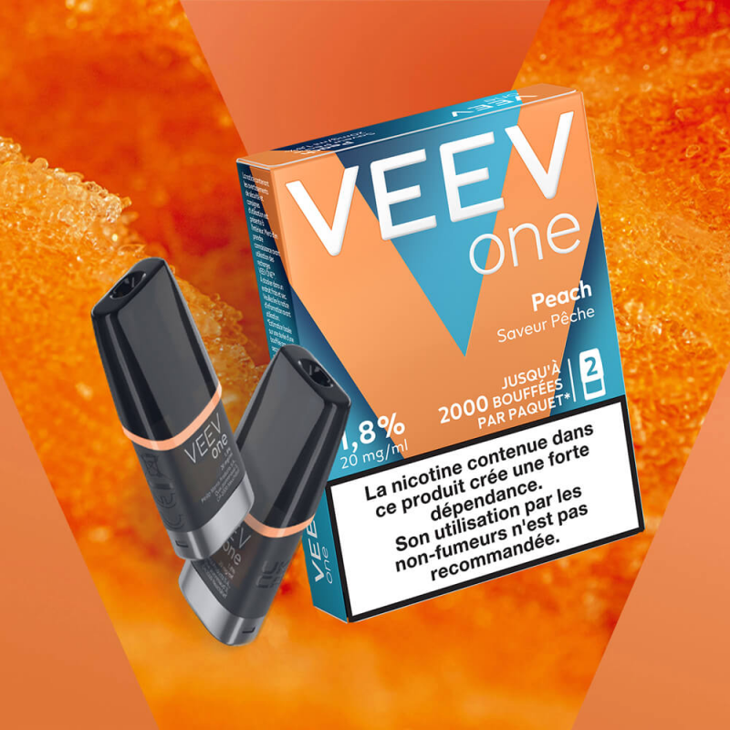 Paquet de 2 Pods pré-remplis Veev One Peach – Veev 1 pods veev one peach pêche pack de 2