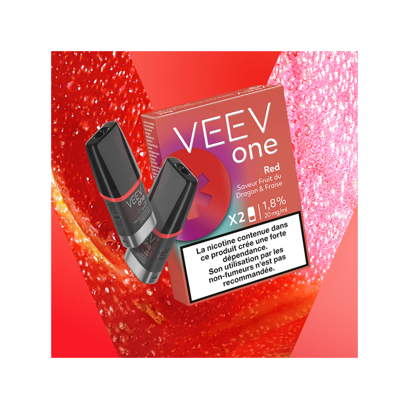 Paquet de 2 Pods pré-remplis Veev One Red – Veev 1 pods veev one red fraise fruit du dragon pack de 2