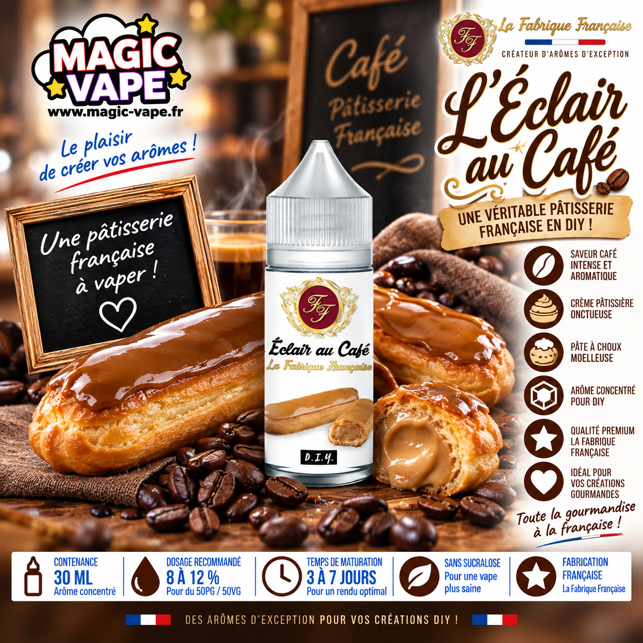 La Fabrique Française – L’Éclair au Café 30 ml (Concentré) 1 eclair au cafe 30ml