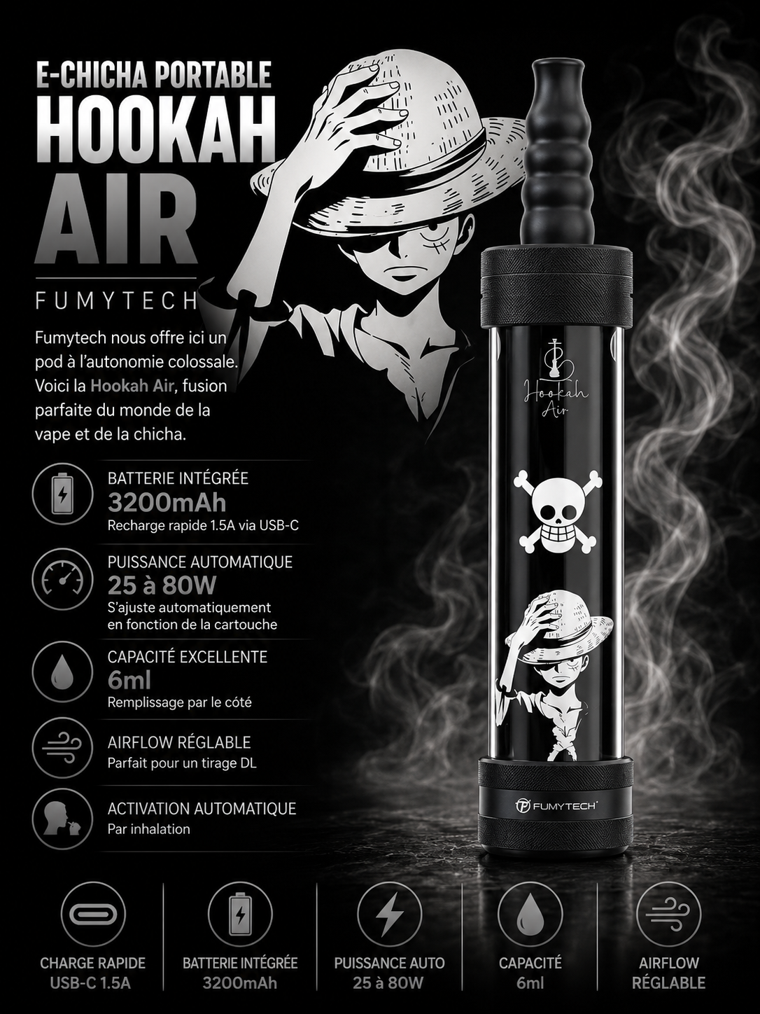 E-Chicha Portable Hookah Air 6 Ml 3200 mAh Edition Warrior – Fumytech