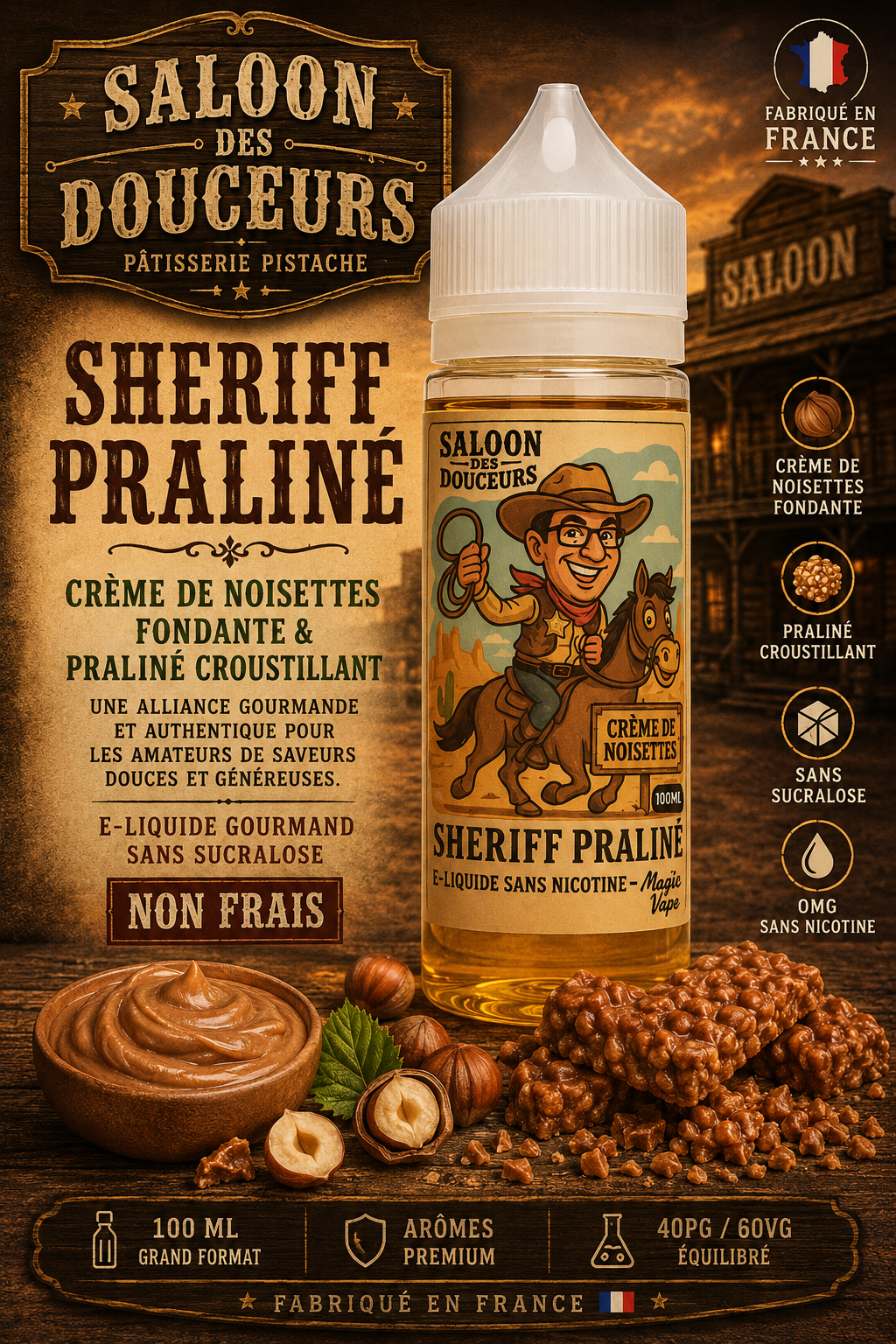 sherriff praline 100ml saloon des douceurs