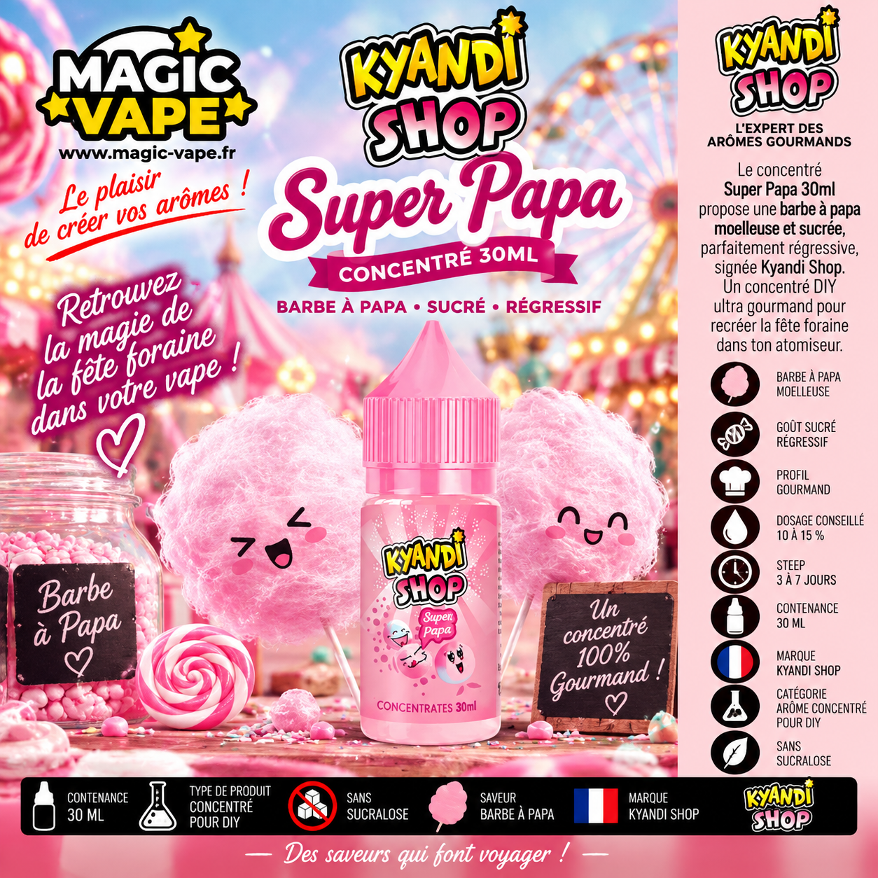 Concentré Super Papa 30ml Kyandi Shop barbe à papa DIY