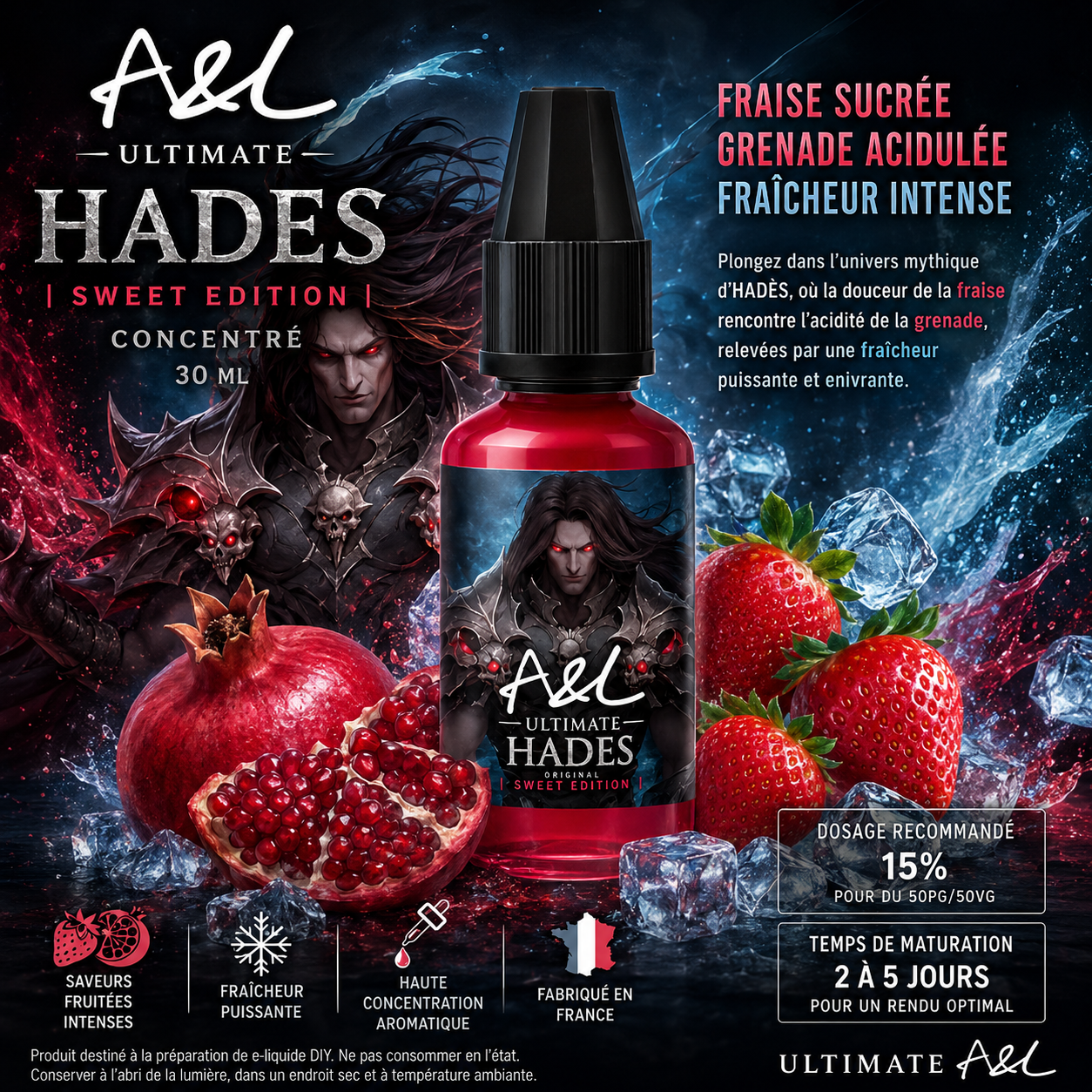 concentré hades sweet edition 30 ml fraise grenade frais a&l