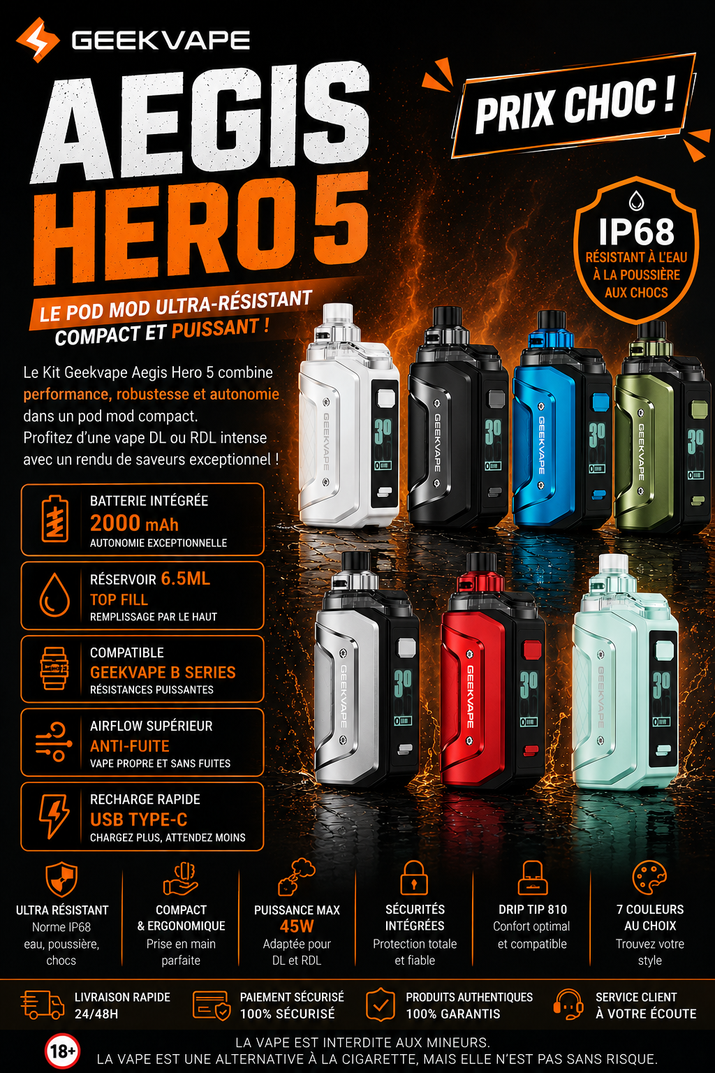 kit geekvape aegis hero 5 pod 50w