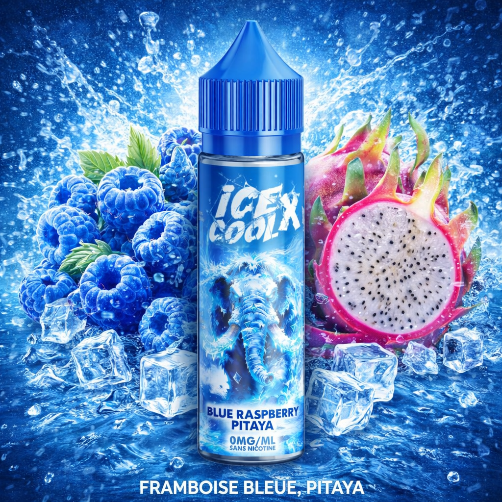 blue raspberry pitaya 50 ml ice cool x e-liquide framboise bleue pitaya frais