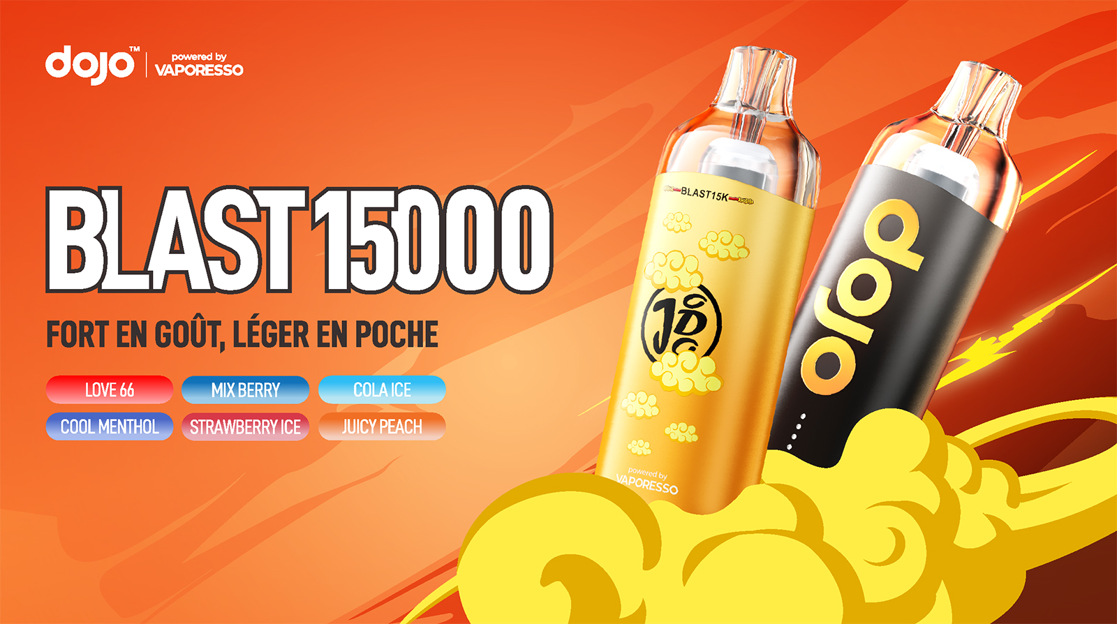 Puff Dojo Blast 15K Vaporesso puff rechargeable 15000 bouffées 20mg
