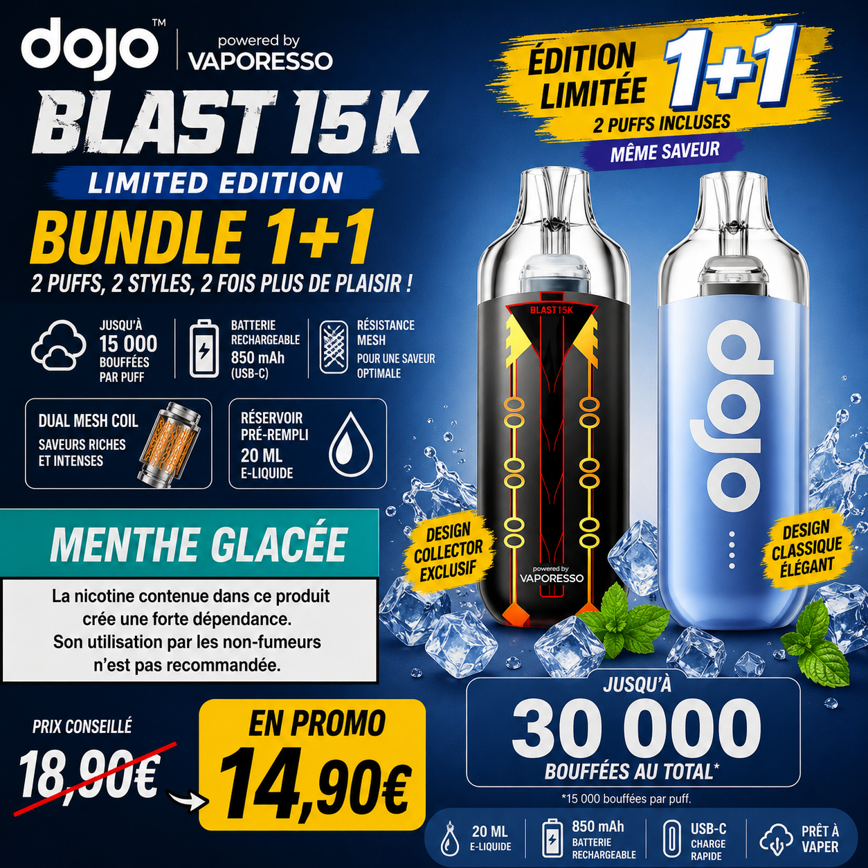 bundle puff dojo blast 15k 15k vaporesso limited edition 30000 bouffees