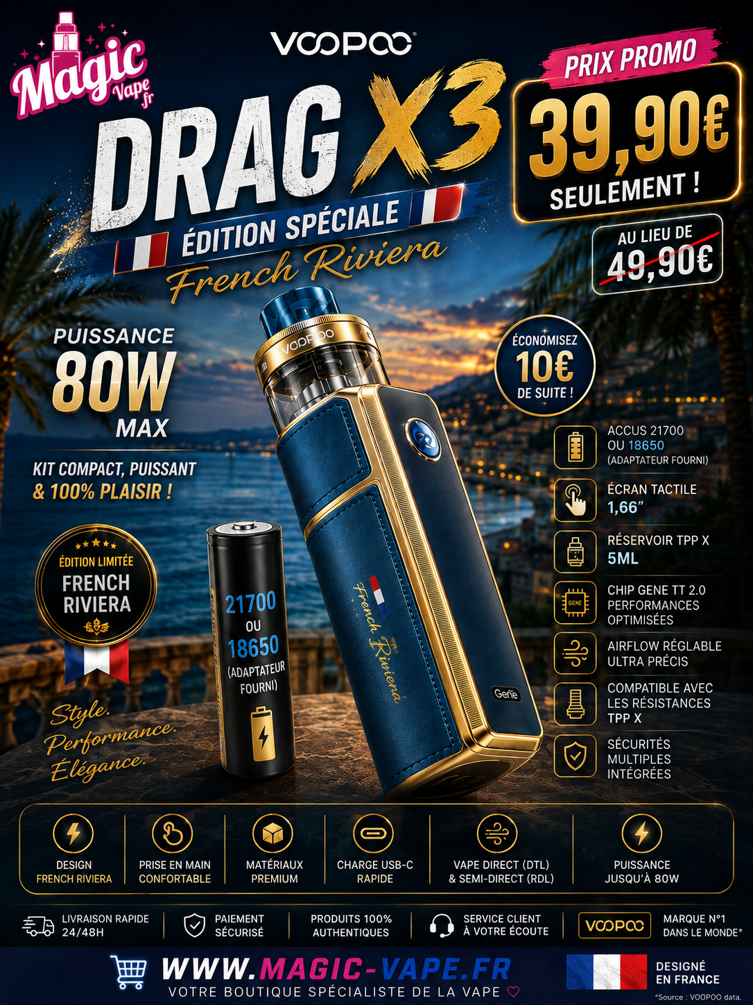 Drag X3 Édition Spéciale French Riviera – Voopoo