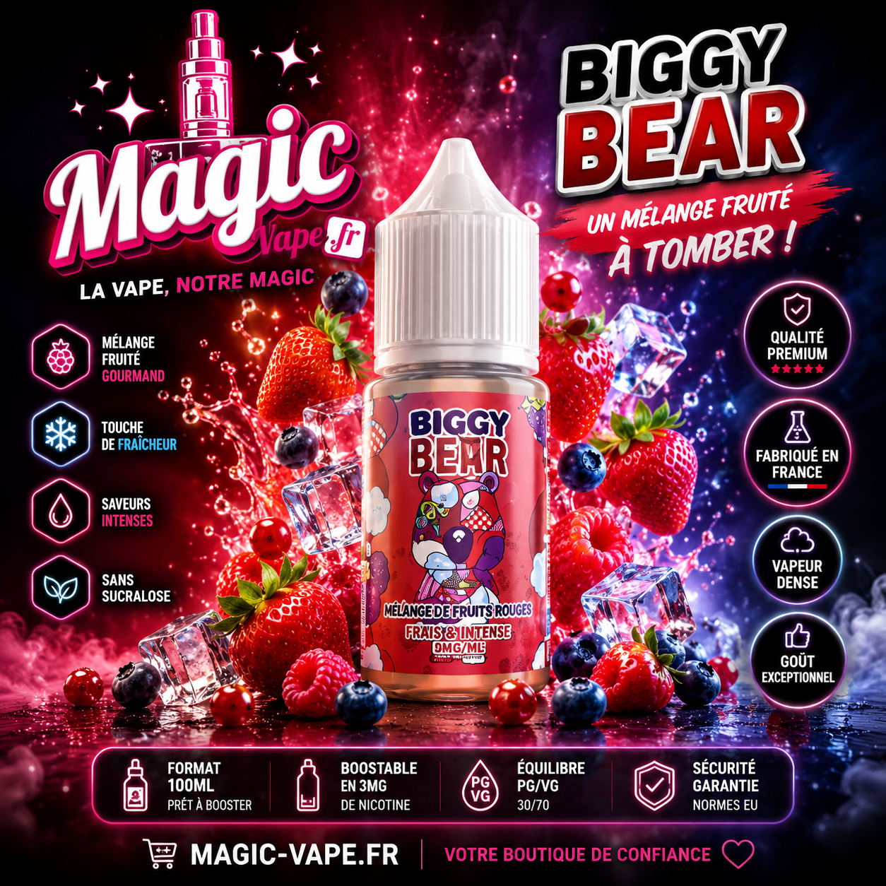 concentré fruits rouges givrés 30ml biggy bear arôme diy cassis cerise frais