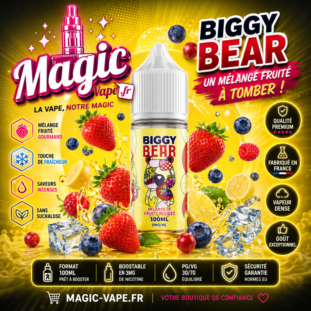 concentré limonade fruits rouges 30ml biggy bear arôme diy frais et fruité