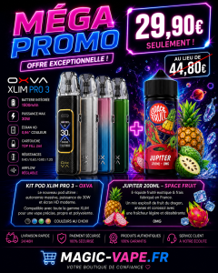 Méga Promo Kit XLIM PRO 3 OXVA + 1 E-Liquide Jupiter 200ml Space Fruit