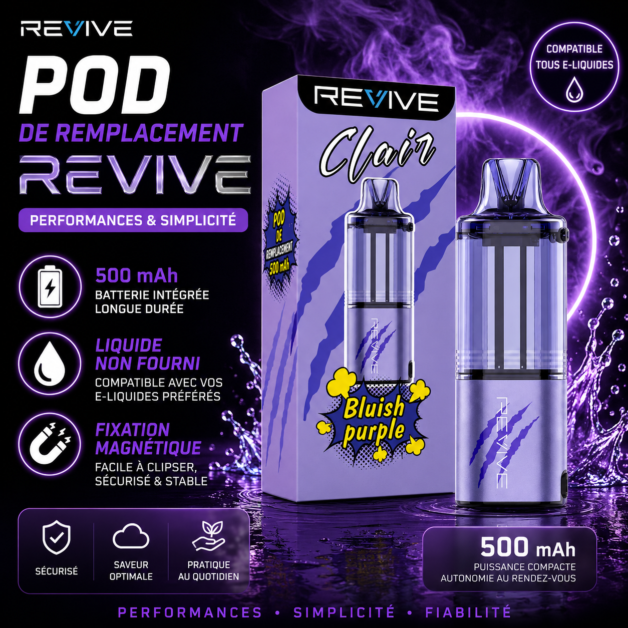 Pod Revive De Rechange Clair Edition 2 pod revive de rechange clair edition cartouche 1.0 ohm 500mah reservoir 20ml