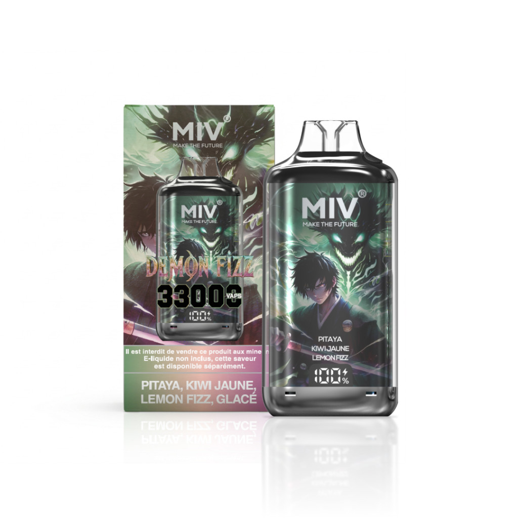 miv pod rechargeable pitaya kiwi jaune citron glace 33000 puffs