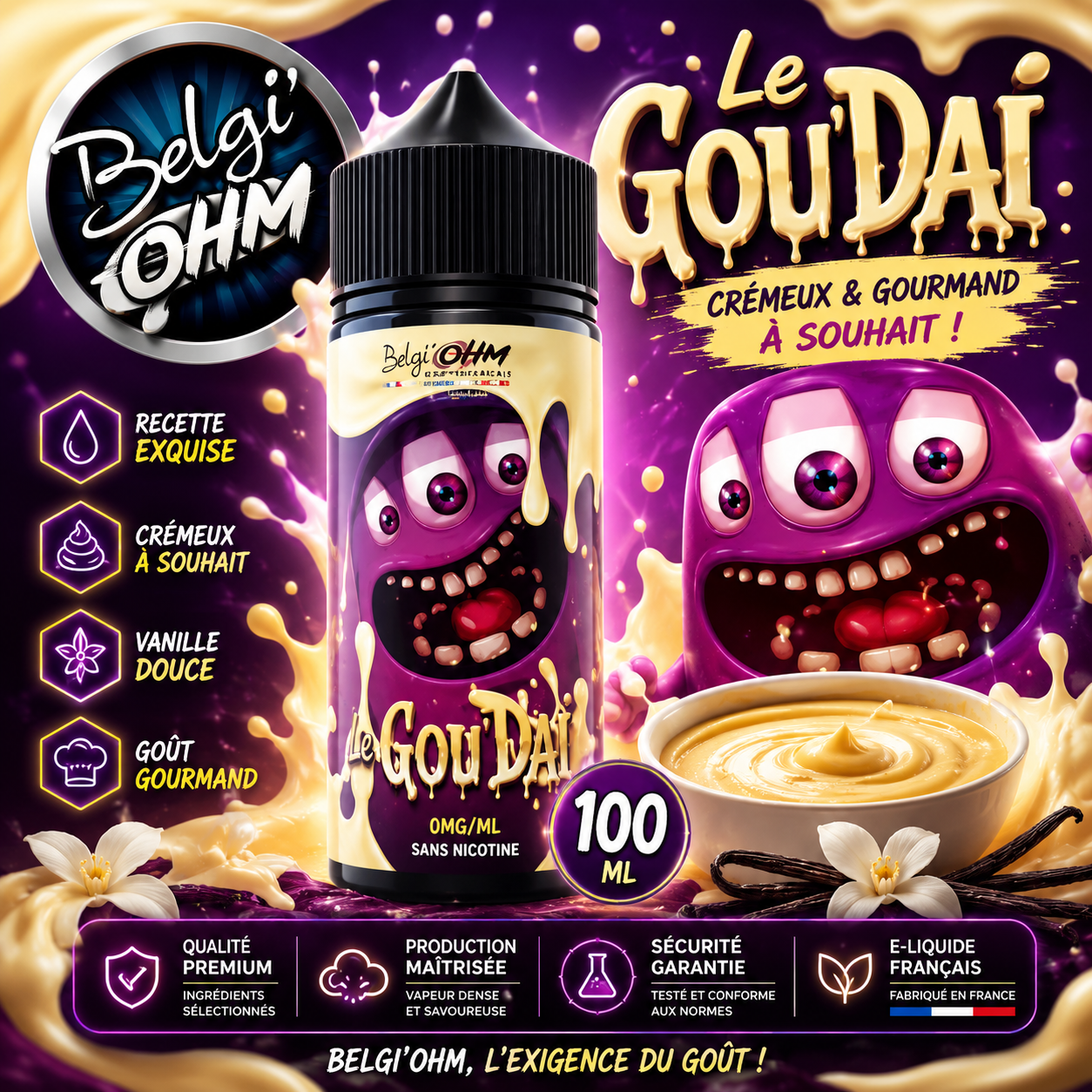 goulaf belgiohm 100ml e-liquide custard vanille gourmand belge