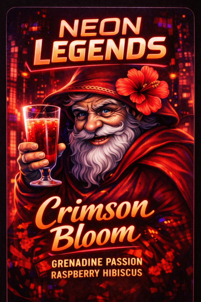 crimson bloom néon legends 100ml e-liquide grenadine raspberry hibiscus création magic-vape française
