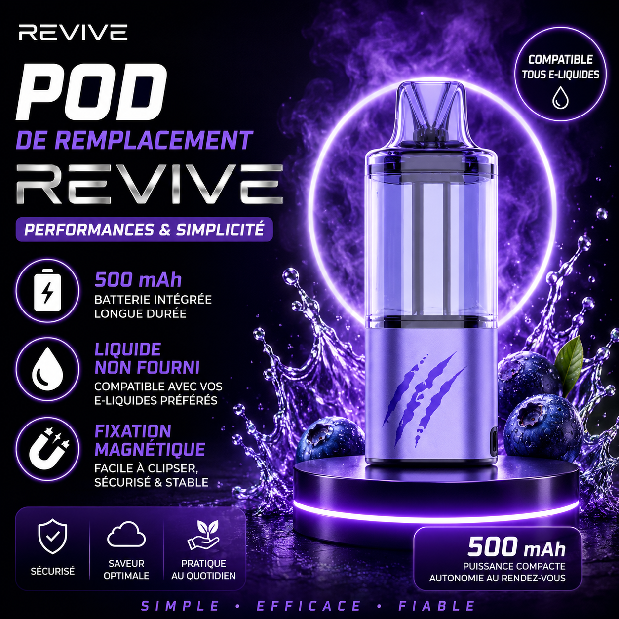 Pod Revive De Rechange Clair Edition 4 pod revive de rechange clair edition cartouche 1.0 ohm 500mah reservoir 20ml