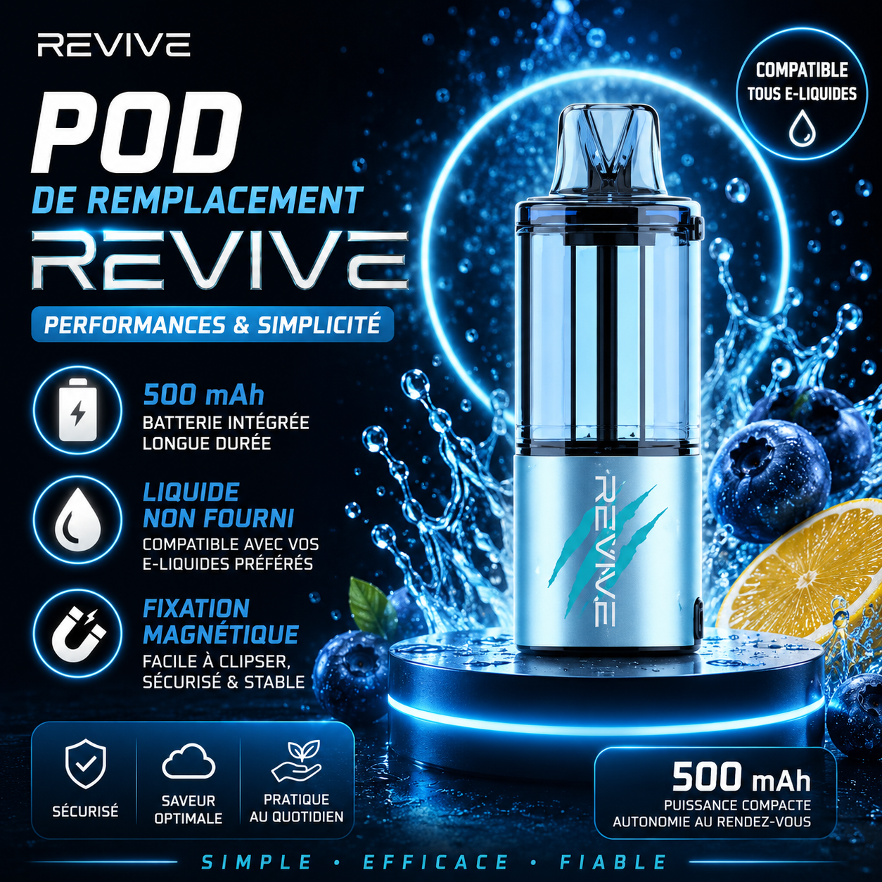 Pod Revive De Rechange Clair Edition 5 pod revive de rechange clair edition cartouche 1.0 ohm 500mah reservoir 20ml