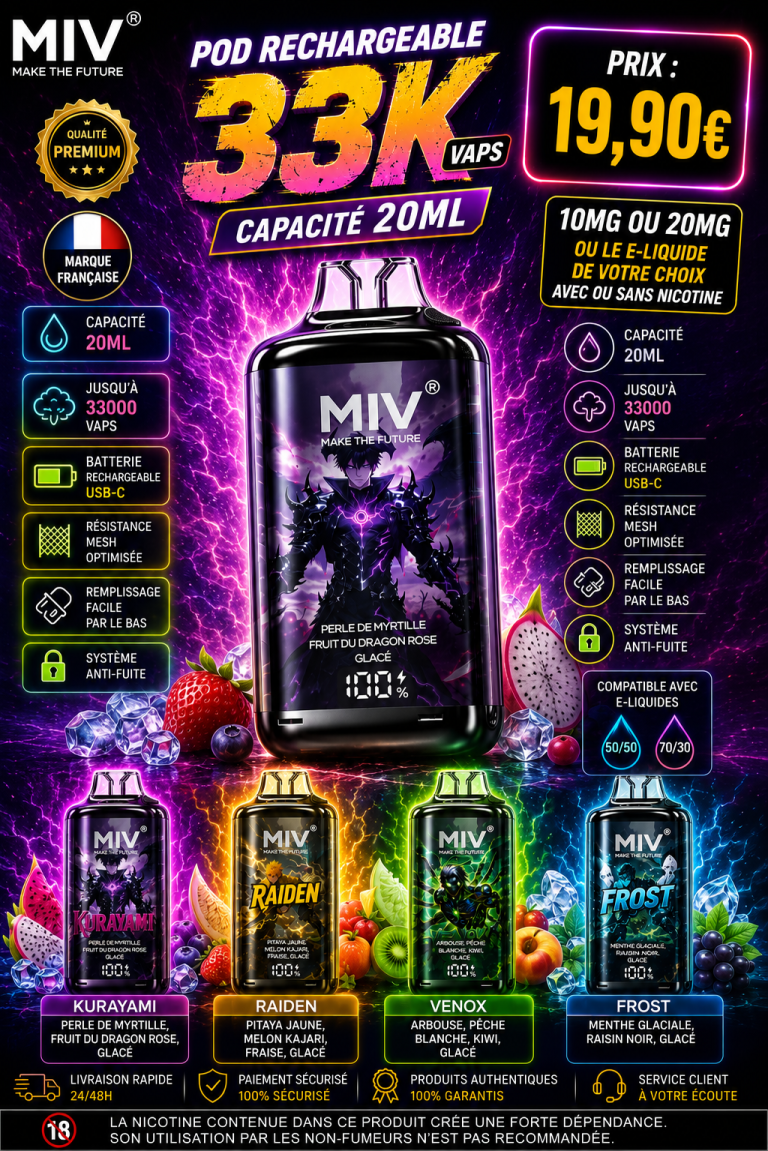 MIV Pod Rechargeable 33000 pod rechargeable 20ml Made In Vape