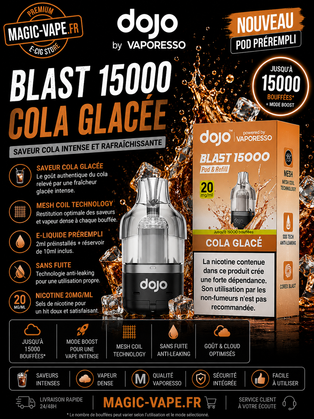 pod dojo blast 15k cola glacee